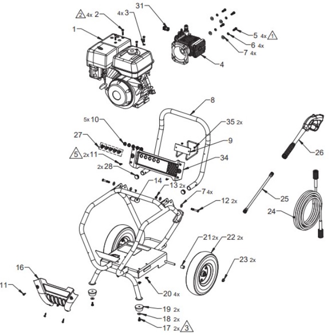 EXCELL PWZC164000 power washer repair parts and manual